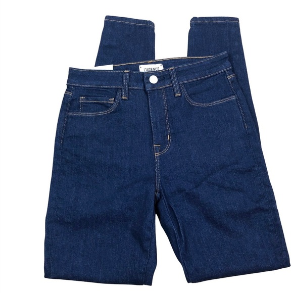 NWT L'AGENCE Piper High Rise Skinny Jeans Button Ankle Dark Wash Denim Size 25 - Picture 7 of 16